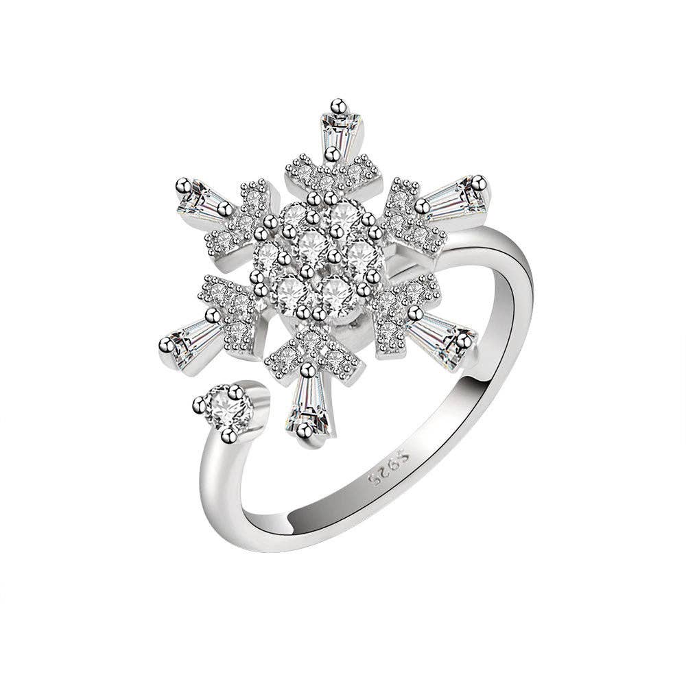 Bague Spinner Flocon Ajustable • Anti-stress • Bijou Aurora