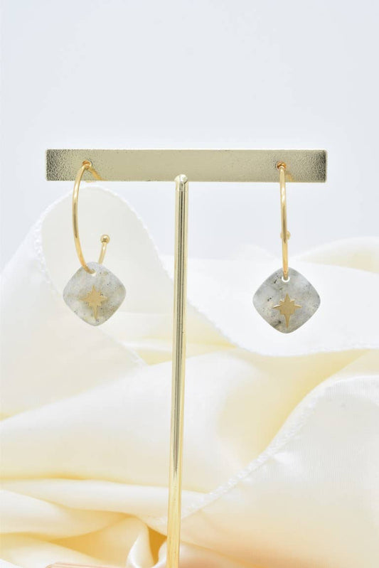 Boucles d'oreilles Labradorite & Étoile du Nord • Bijou Aurora