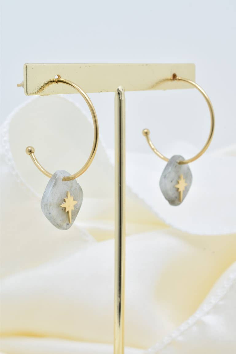 Boucles d'oreilles Labradorite & Étoile du Nord • Bijou Aurora
