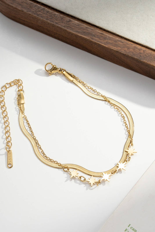 Bracelet Lune & Étoile Ajustable • Bijou Aurora