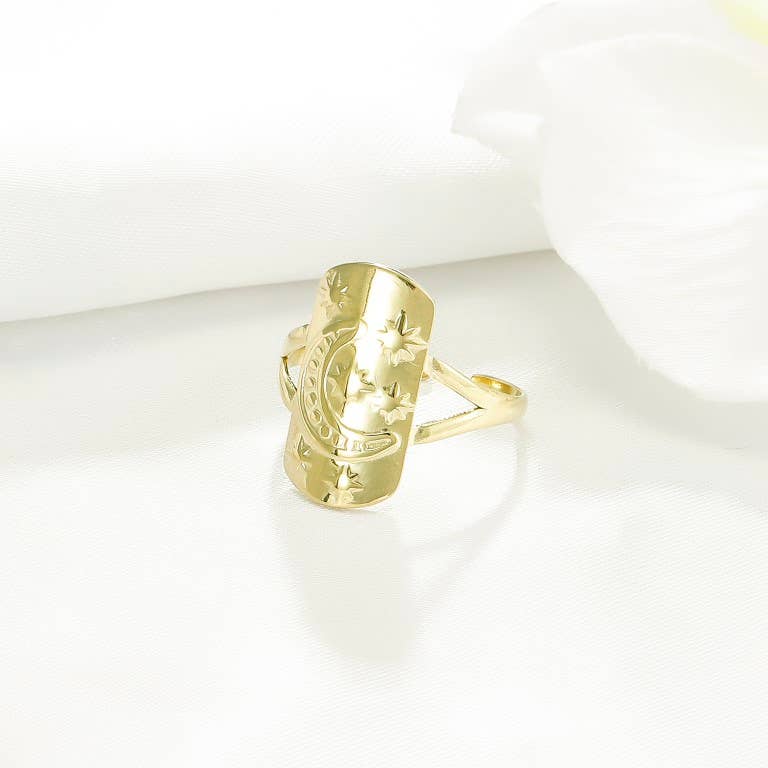Bague Étoile du Nord & Lune Ajustable • Bijou Aurora