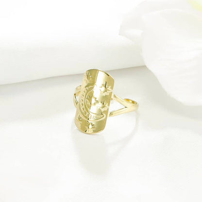 Bague Étoile du Nord & Lune Ajustable • Bijou Aurora