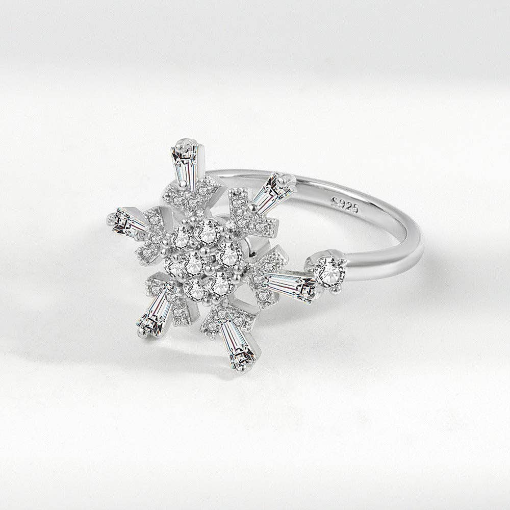 Bague Spinner Flocon Ajustable • Anti-stress • Bijou Aurora