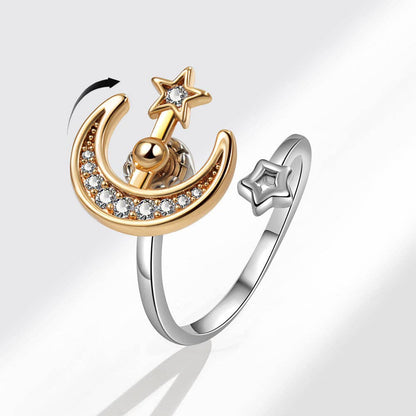 Bague Spinner Étoile & Lune Ajustable • Anti-stress • Aurora