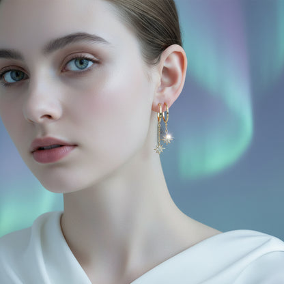 Boucles d'oreilles Étoile du Nord Pendantes • Bijou Aurora