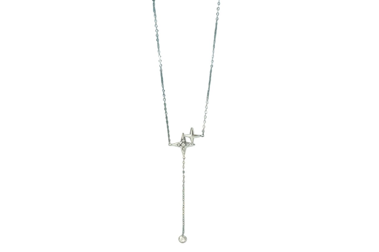 Collier Double Étoile du Nord (Y) Ajustable • Bijou Aurora