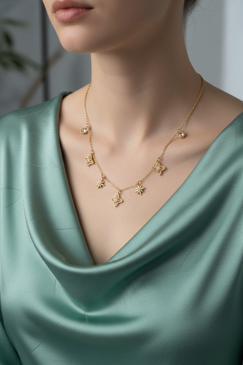 Collier Étoiles & Gemmes Ajustable • Bijou d'intention Aurora
