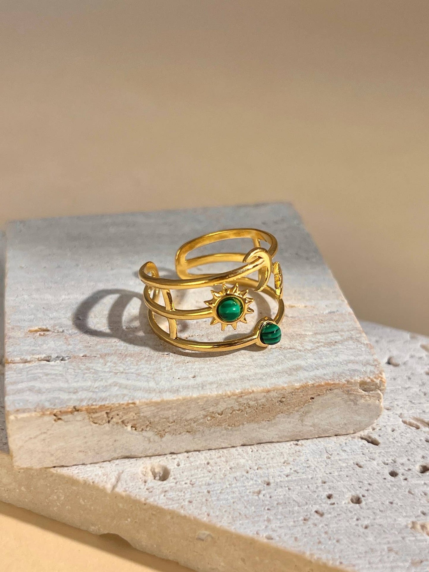 Bague Symboles Célestes Ajustable • Émail Coloré • Aurora