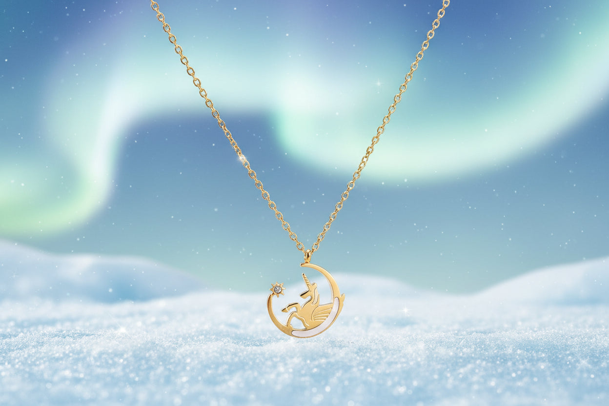 Collier d'intention Lune & Licorne Ajustable • Bijou Aurora