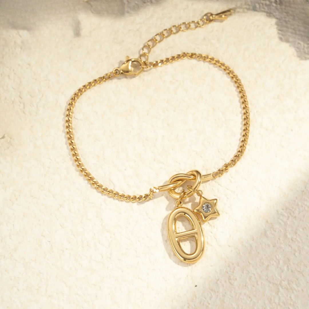 Bracelet Nœud Céleste Ajustable • Étoile Sertie • Aurora