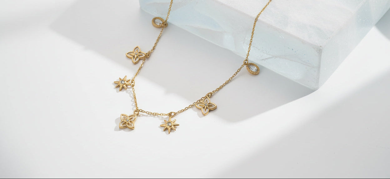Collier Étoiles & Gemmes Ajustable • Bijou d'intention Aurora