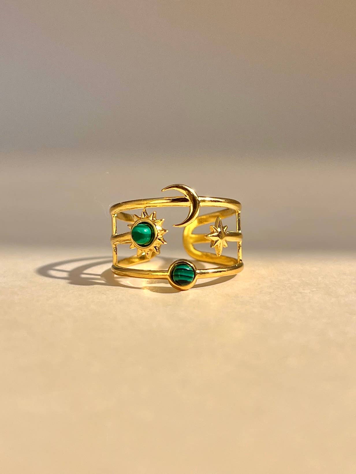 Bague Symboles Célestes Ajustable • Émail Coloré • Aurora