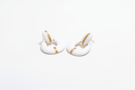 Boucles d'oreilles Éclat Polaire • Émail Blanc • Aurora
