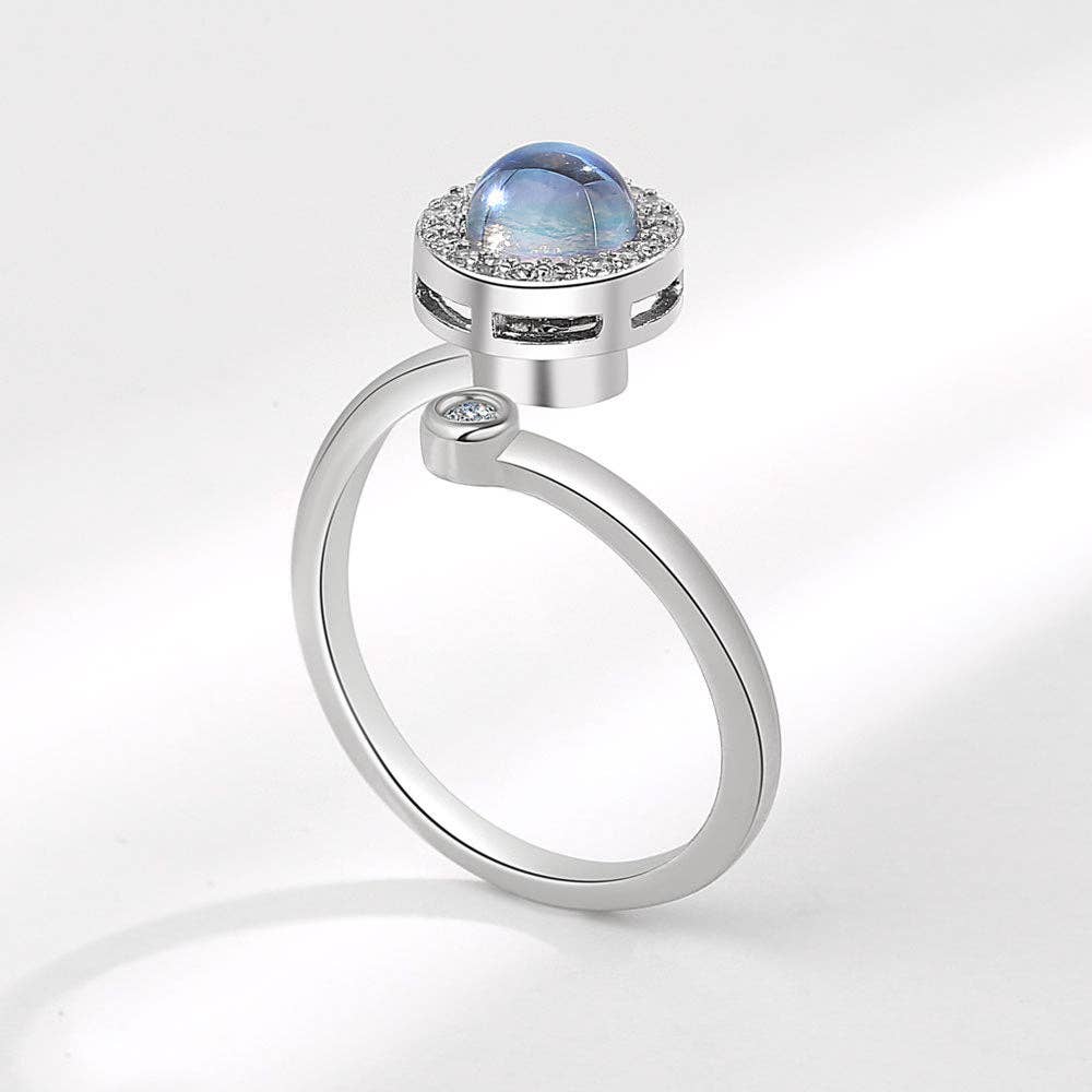 Bague Spinner Pierre de Lune Ajustable • Bijou d'intention Aurora