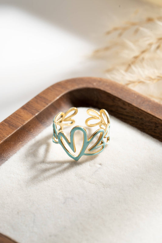 Bague Amour Guidé Ajustable • Cœur Coloré • Aurora